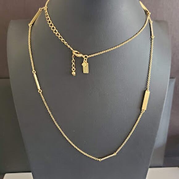 Kate Spade Raising the Bar Station Necklace Gold Plated Bars Crystal Accents - Picture 1 of 5